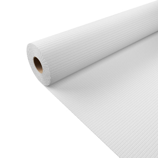 Eine große Rolle Duni GmbH Tischdecken-Unterlagen 20 x 0,85 m für Festlichkeiten und Events wird teilweise ausgerollt gezeigt, wobei der Innenschlauch sichtbar ist - der perfekte Tischschutz für die Gastronomie.