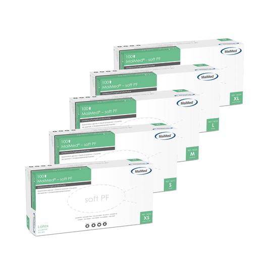 MaiMed-soft PF latex onderzoekshandschoenen niet-steriel poedervrij 100 stuks/doos
