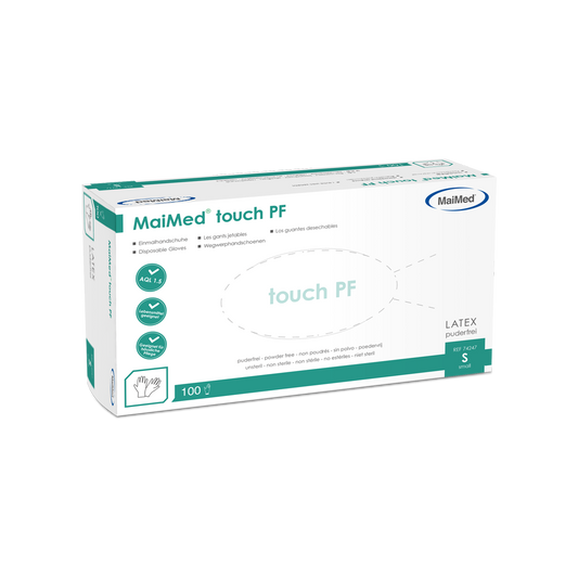 MaiMed touch PF wegwerplatexhandschoenen, poedervrij, 100 stuks/doos