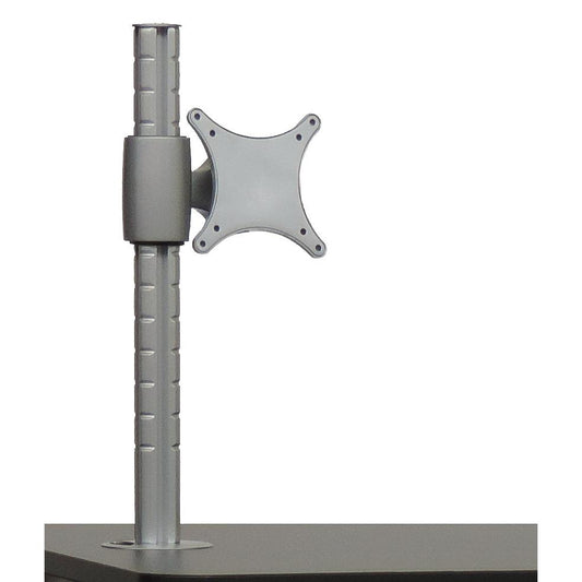 Die Novocal Monitorhalterung (25 kg, 1 Stück) dient zur Befestigung eines Monitors an einem Pflegewagen. Sie verfügt über eine vertikale Halterung mit Aussparungen und eine flache Montageplatte mit vier Schraubenlöchern.