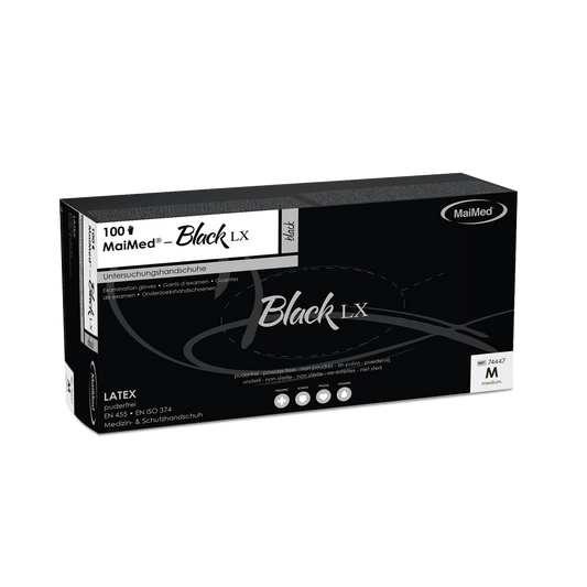 MaiMed-Black LX PF latex wegwerponderzoekshandschoenen, poedervrij, 100 stuks/doos