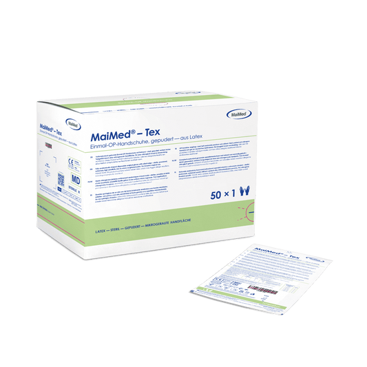 MaiMed-Tex steriele, licht gepoederde latex chirurgische handschoenen 50 paar/doos