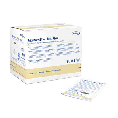 MaiMed-Flex Plus PF-steriele poedervrije latex operatiehandschoenen, 50 paar/doos