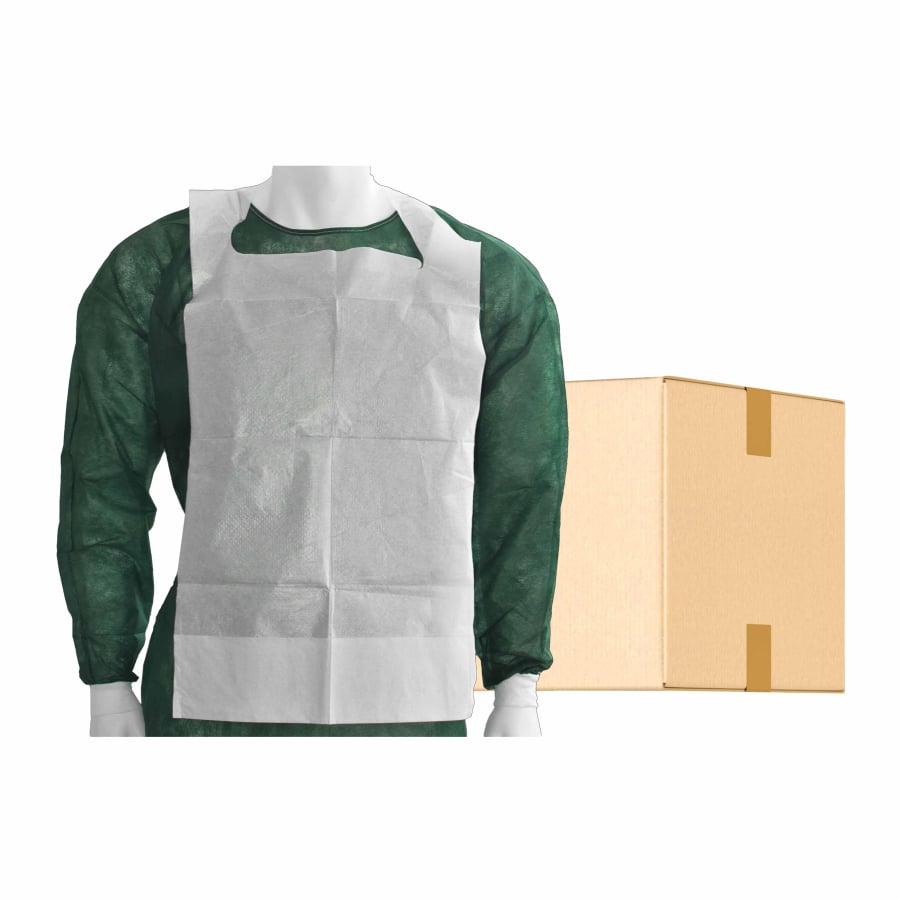 MaiMed wegwerp-eetslabbetjes met opvangzakje om te knopen, wit, 66x37 cm - 100 stuks/pak | Pak (100 stuks)