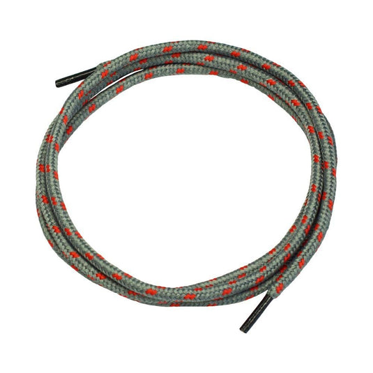 AS Arbeitsschutz GmbH NITRAS veters grijs/rood (120 cm, 1 paar) met rode patronen en zwarte uiteinden – stijlvol gepresenteerd op een witte achtergrond.