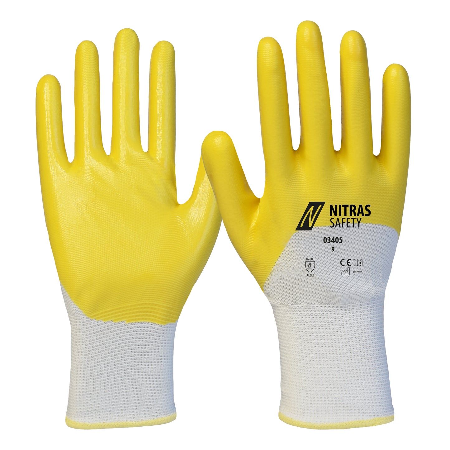 NITRAS nitrilhandschoenen, wit/geel