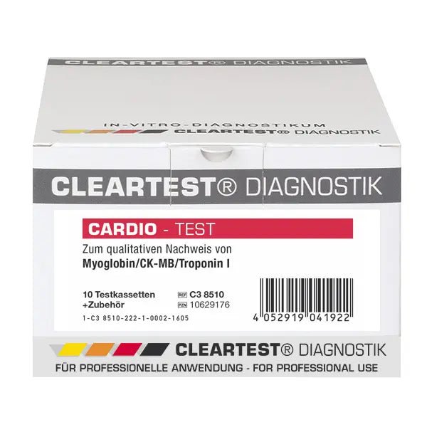 Cleartest Cardio, verpakking: 5 testcassettes Myoglobine/CK-MB/Trop I | Pakket (5 testen)