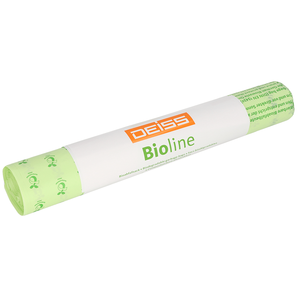 Een 5-pack DEISS 6072 biologisch afbreekbare vuilniszakken (650+550x1350x0,022 mm, natuur) van EMIL DEISS KG (GmbH + Co.) - perfect voor milieuvriendelijke verpakkingsmaterialen of verzendverpakkingen.