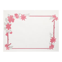 De PAPSTAR 250 placemats (30x40 cm, wit) van PAPSTAR GmbH zijn witte rechthoekige papieren placemats met een roze rand en bloemige accenten, waarbij het midden vrij blijft - ideaal als stijlvolle wegwerp tafelbescherming voor elk evenement.