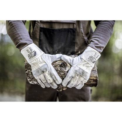 NITRAS SPLIT STAR 2, handschoenen van koeiensplitleer, natuurlijke kleur / grijs, EN 388 katoen | Pakket (12 paar)