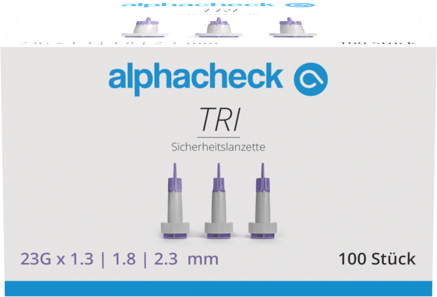 Alphacheck TRI veiligheidslancetten 23G | Pak (100 stuks)