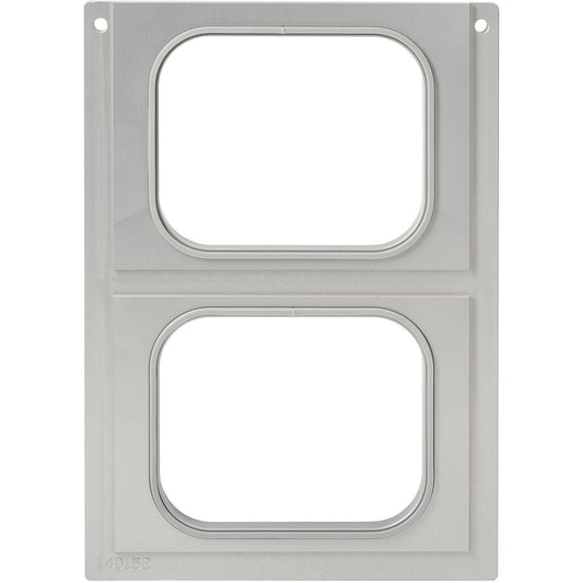 Eine weiße rechteckige Verpackung mit zwei Fenstern, die der Duni GmbH Kassette für PP-Schälchen 350, 470, 630 ml - Praktische Aufbewahrung (1 Stück) ähnelt.