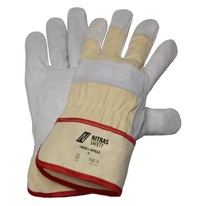 NITRAS APOLLO, handschoenen van volnerf rundleer, natuurlijke kleur/grijs