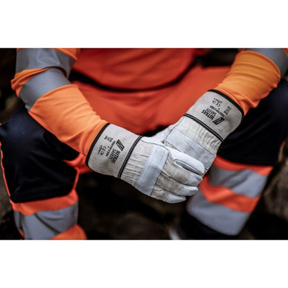 NITRAS ZEUS, handschoenen van volnerf rundleer, natuurlijke kleur/grijs