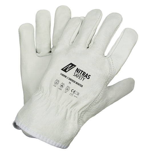 NITRAS DRIVER WINTER, handschoenen van volnerf rundleer, grijs