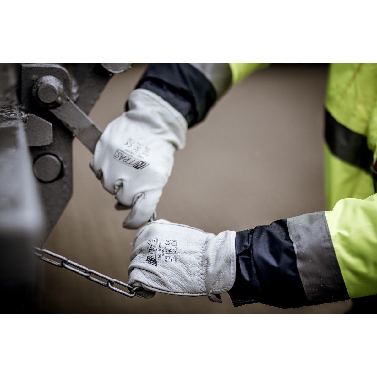 NITRAS DRIVER, handschoenen van volnerf rundleer, grijs