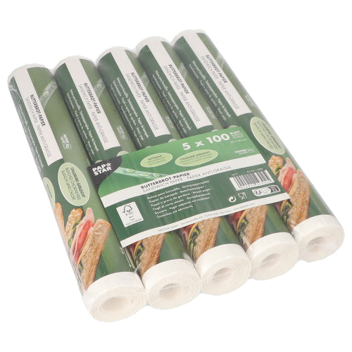 Het PAPSTAR boterhammenpapier, 25x30 cm, wit, komt in een verpakking met 500 vellen verpakt in krimpfolie van de PAPSTAR GmbH - ideaal voor het verpakken van levensmiddelen.