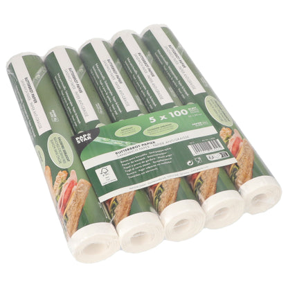 Het PAPSTAR boterhammenpapier, 25x30 cm, wit, komt in een verpakking met 500 vellen verpakt in krimpfolie van de PAPSTAR GmbH - ideaal voor het verpakken van levensmiddelen.