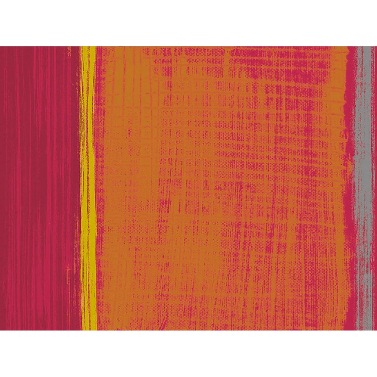 De abstracte beschildering met verticale rode, oranje, gele en grijze strepen geeft de papieren placemats 30x40 cm van Gustav by Duni GmbH (verpakking 250 stuks) een opvallende, gestructureerde uitstraling - ideaal voor elke gelegenheid in de horeca.