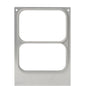 Een rechthoekig metalen frame met twee grote uitsparingen en vier hoekgaten, gegraveerd met 159176. Ideaal voor Duni GmbH cassette DF10/20 2-comp voor PP-schaal Caterline 440/370, 550/480, 645/540 ml (verpakking, 1 stuk).