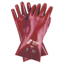 NITRAS PVC-handschoenen, rood, EN 388 katoenen jersey | Pakket (12 paar)