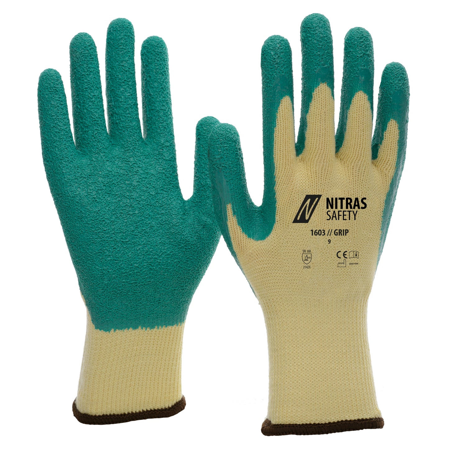 NITRAS GRIP, latex handschoenen, geel/groen