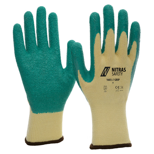 NITRAS GRIP, latex handschoenen, geel/groen