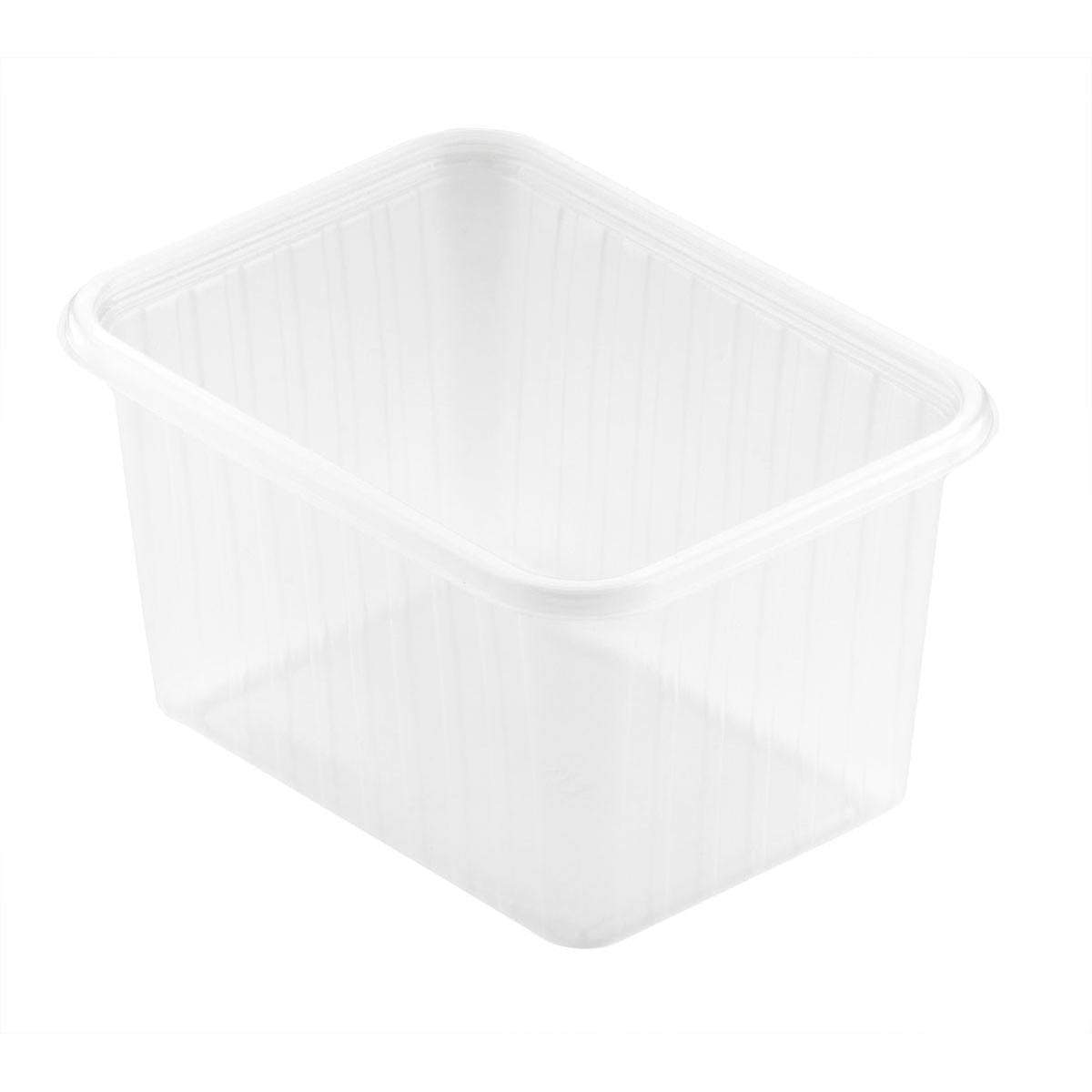 De Fixpack® rechthoekige Transparante PP 146x110mm opbergdoos van Duni GmbH is leeg afgebeeld tegen een witte achtergrond en benadrukt daarmee haar heldere, rechthoekige en functionele ontwerp.