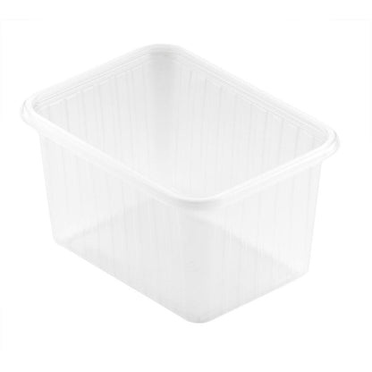 De Fixpack® rechthoekige Transparante PP 146x110mm opbergdoos van Duni GmbH is leeg afgebeeld tegen een witte achtergrond en benadrukt daarmee haar heldere, rechthoekige en functionele ontwerp.