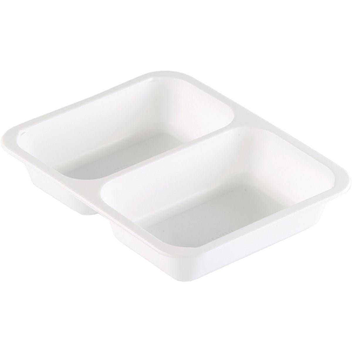 De Duni GmbH PP-schaal Caterline 2 Wit PP 227x178 is een witte, rechthoekige schaal met twee vakken - perfect als georganiseerd horeca servies voor de foodservice.