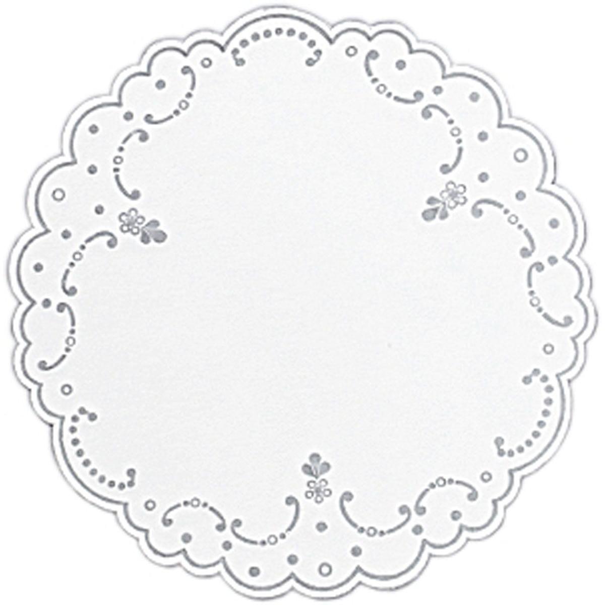 Het Dunicel-dekje van 19 cm met zilverdruk van Duni GmbH is een elegante, ronde tafeldecoratie met een floraal randmotief - ideaal als stijlvolle horeca-onderzetter voor uw tafel. De verpakking bevat 250 stuks.