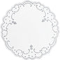 Het Dunicel-dekje van 19 cm met zilverdruk van Duni GmbH is een elegante, ronde tafeldecoratie met een floraal randmotief - ideaal als stijlvolle horeca-onderzetter voor uw tafel. De verpakking bevat 250 stuks.