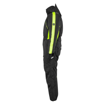 Overall met kniezakken, lichtgewicht wintercombinatie, zwart/fluo geel