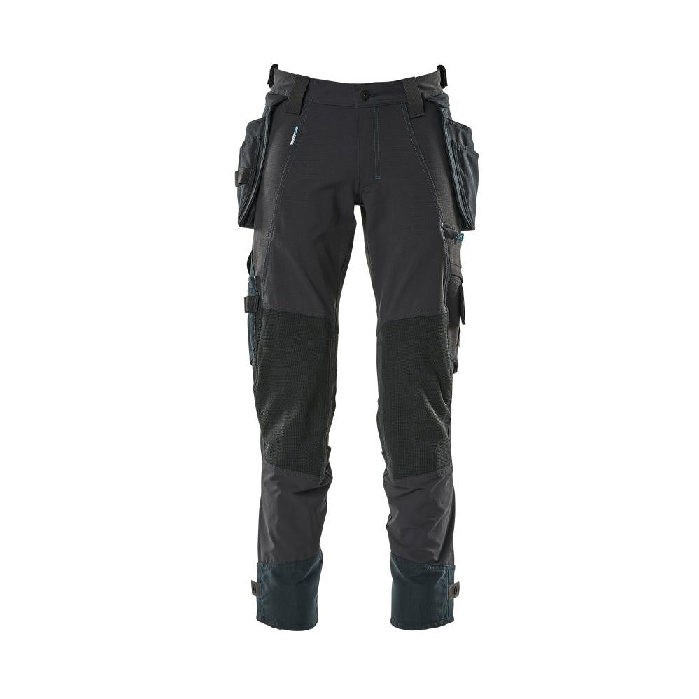 Broek met hangende zakken, stretchbroek, zwartblauw