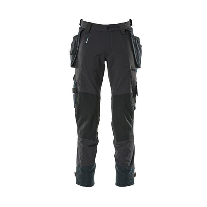 Broek met hangende zakken, stretchbroek, zwartblauw