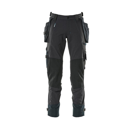 Broek met hangende zakken, stretchbroek, zwartblauw