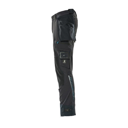 Broek met hangende zakken, stretchbroek, zwartblauw