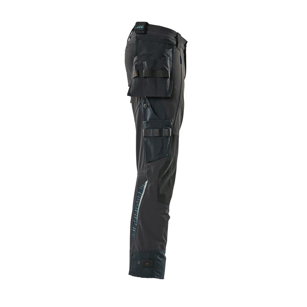 Broek met hangende zakken, stretchbroek, zwartblauw