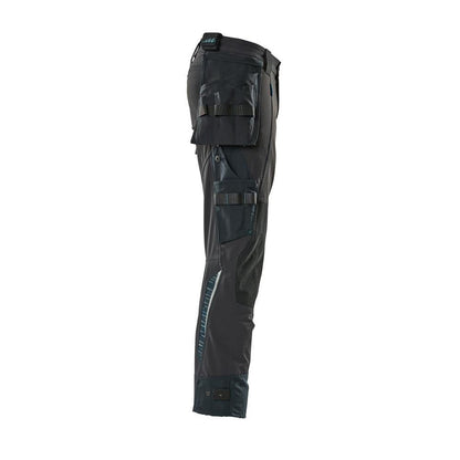 Broek met hangende zakken, stretchbroek, zwartblauw