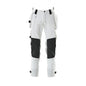 Broek met hangende zakken, stretchbroek, wit