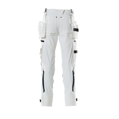Broek met hangende zakken, stretchbroek, wit