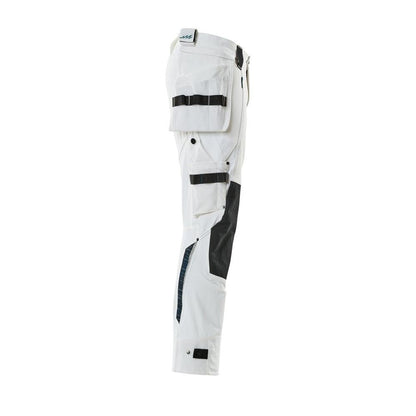 Broek met hangende zakken, stretchbroek, wit