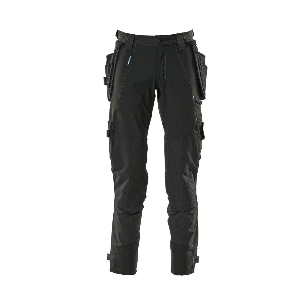 Broek met hangende zakken, stretchbroek, zwart