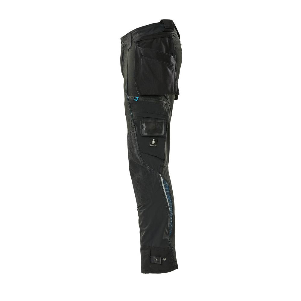 Broek met hangende zakken, stretchbroek, zwart