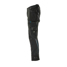 Broek met hangende zakken, stretchbroek, zwart
