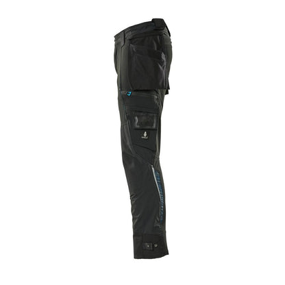 Broek met hangende zakken, stretchbroek, zwart