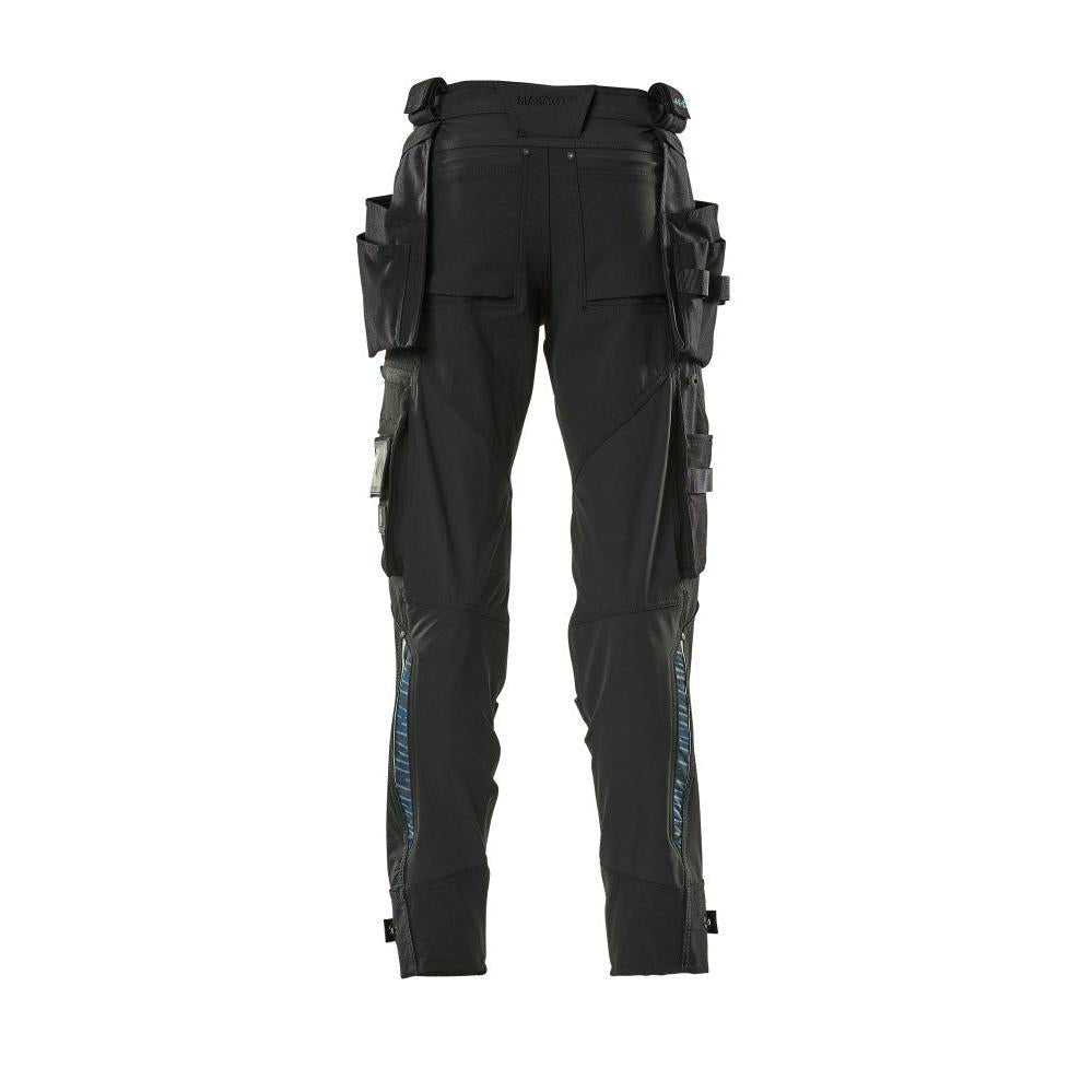 Broek met hangende zakken, stretchbroek, zwart