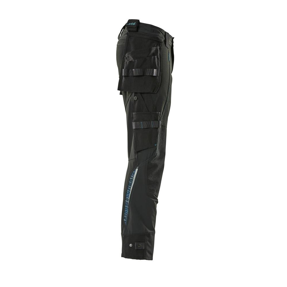 Broek met hangende zakken, stretchbroek, zwart