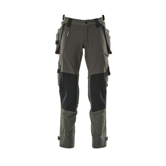 Broek met hangende zakken, stretchbroek, donker antraciet