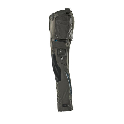 Broek met hangende zakken, stretchbroek, donker antraciet